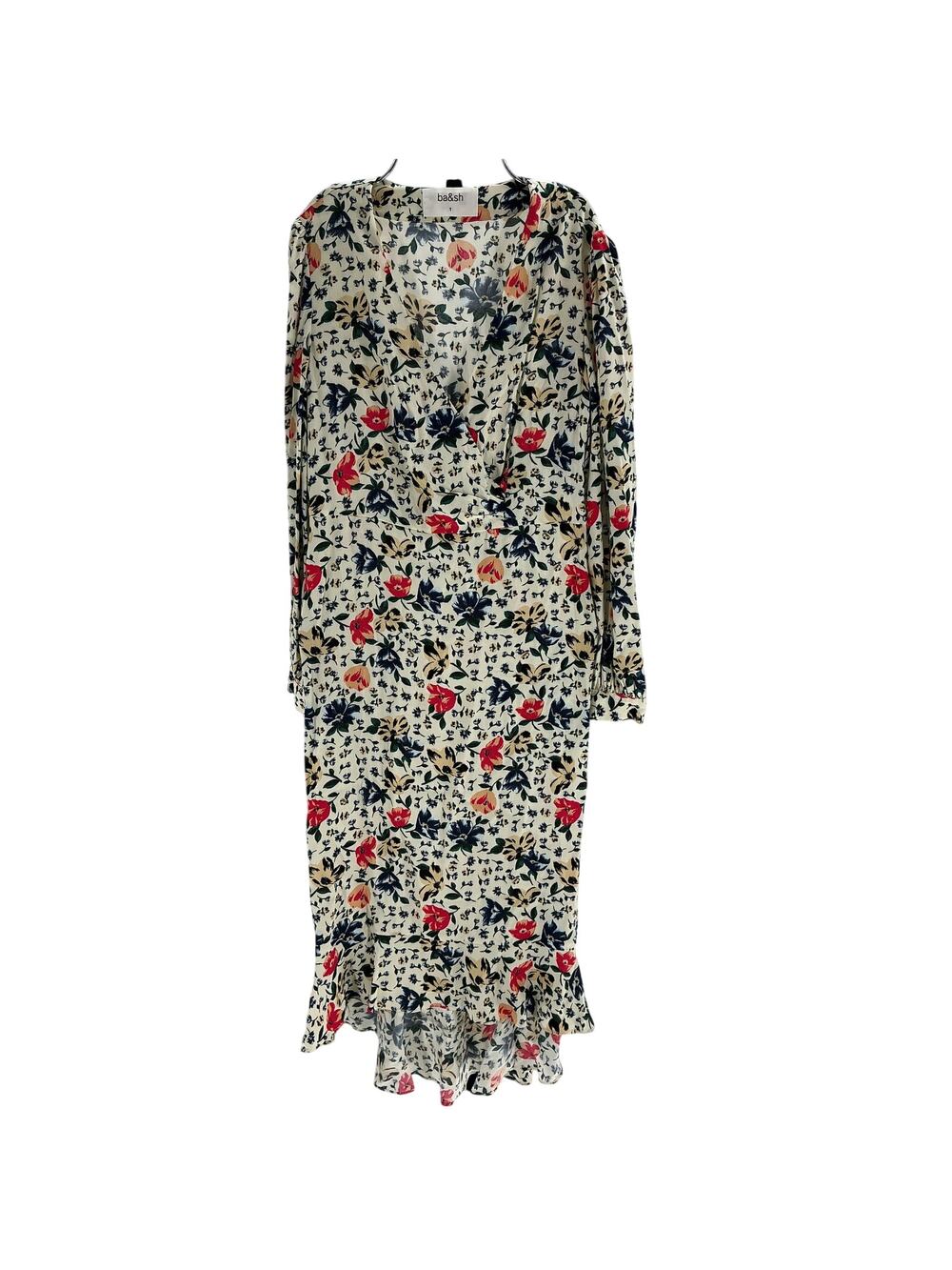 Ba&sh Wrap Effect Ivory Paloma Midi Dress Size 1